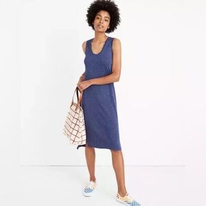 Madewell Scoop Neck Sleeveless Tank T Shirt Dress Knee Length SZ M Blue